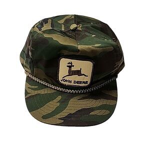 Vintage  Camo John Deere Nissun  Trucker Rope Snapback Hat  Cap